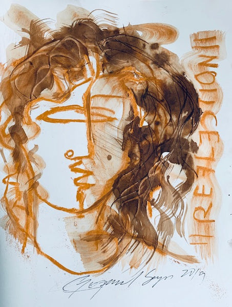 Buy Reflection (2) Painting the original Ink, Charcoal and Pastel on Paper artwork by Indian-American artist Gopaal Seyn | RedBlueArts.com