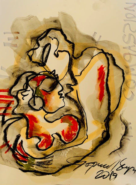 Buy Compassion Painting the original Ink, Charcoal and Pastel on Paper artwork by Indian-American artist Gopaal Seyn | RedBlueArts.com
