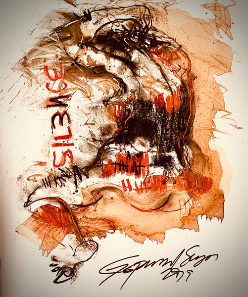 Buy Silence Painting the original Ink, Charcoal and Pastel on Paper artwork by Indian-American artist Gopaal Seyn | RedBlueArts.com