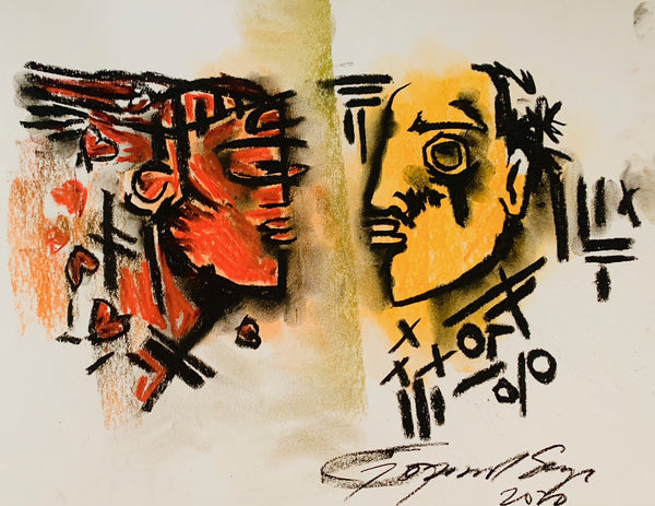 Buy Men are from Mars and Women are from Venus Painting the original Charcoal and Pastel on Paper artwork by Indian-American artist Gopaal Seyn | RedBlueArts.com