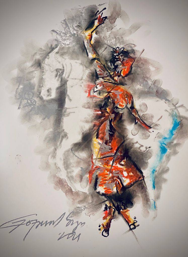 Buy Infinite Energy Painting the original Charcoal and Pastel on Paper artwork by Indian-American artist Gopaal Seyn | RedBlueArts.com