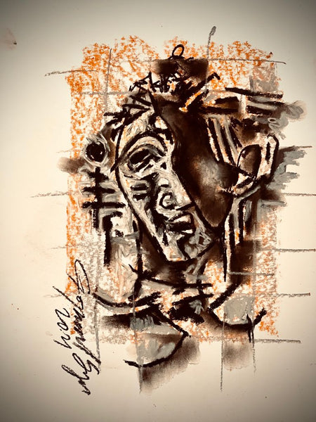 Buy Trapped Painting the original Charcoal and Pastel on Paper artwork by Indian-American artist Gopaal Seyn | RedBlueArts.com