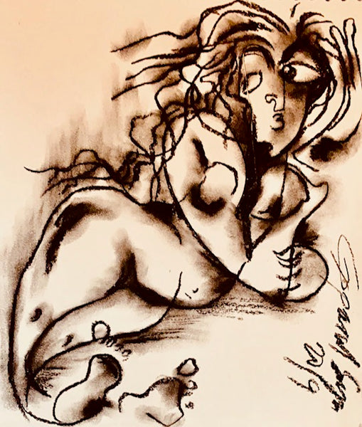 Buy Sensuality Series 1 Painting the original Charcoal on Paper artwork by Indian-American artist Gopaal Seyn | RedBlueArts.com