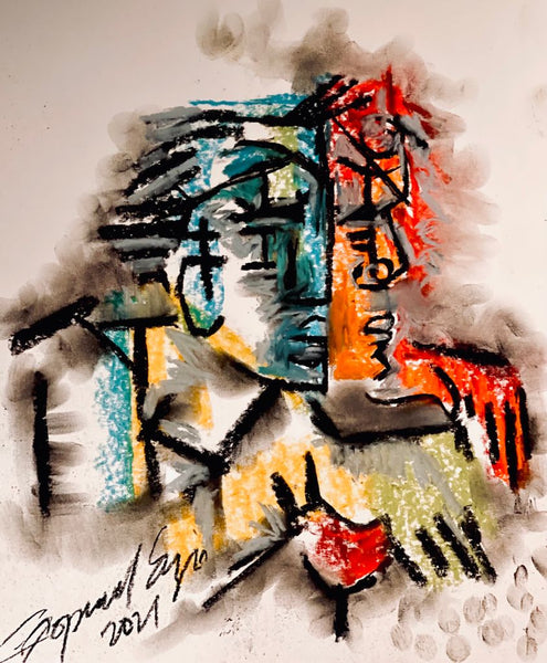 Buy Puja Painting the original Charcoal and Pastel on Paper artwork by Indian-American artist Gopaal Seyn | RedBlueArts.com