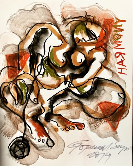 Buy Harmony Painting the original Ink, Charcoal and Pastel on Paper artwork by Indian-American artist Gopaal Seyn | RedBlueArts.com