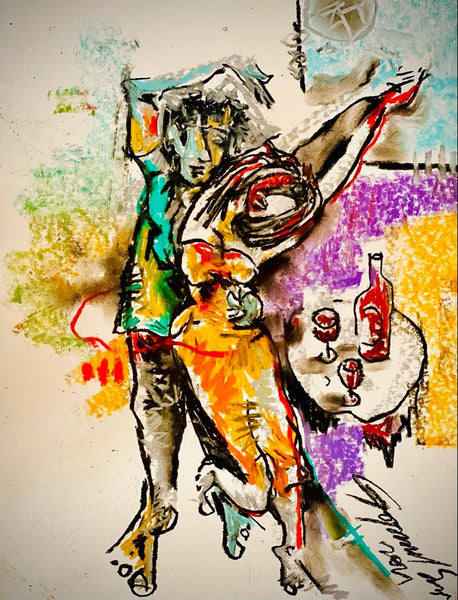 Buy The Dance Painting the original Charcoal and Pastel on Paper artwork by Indian-American artist Gopaal Seyn | RedBlueArts.com