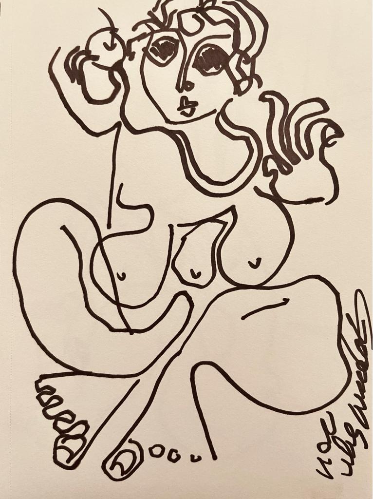 Buy Apple a day keeps the doctor away Painting the original artwork by Indian-American artist Gopaal Seyn | RedBlueArts.com