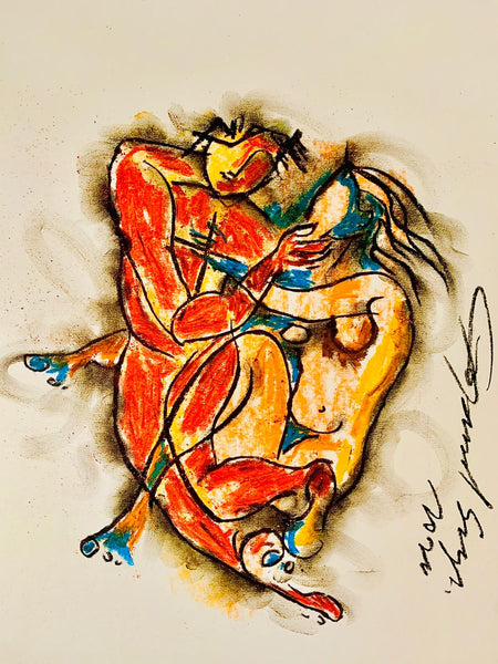 Buy My Love Painting the original Matted Charcoal and Pastel on Paper artwork by Indian-American artist Gopaal Seyn | RedBlueArts.com