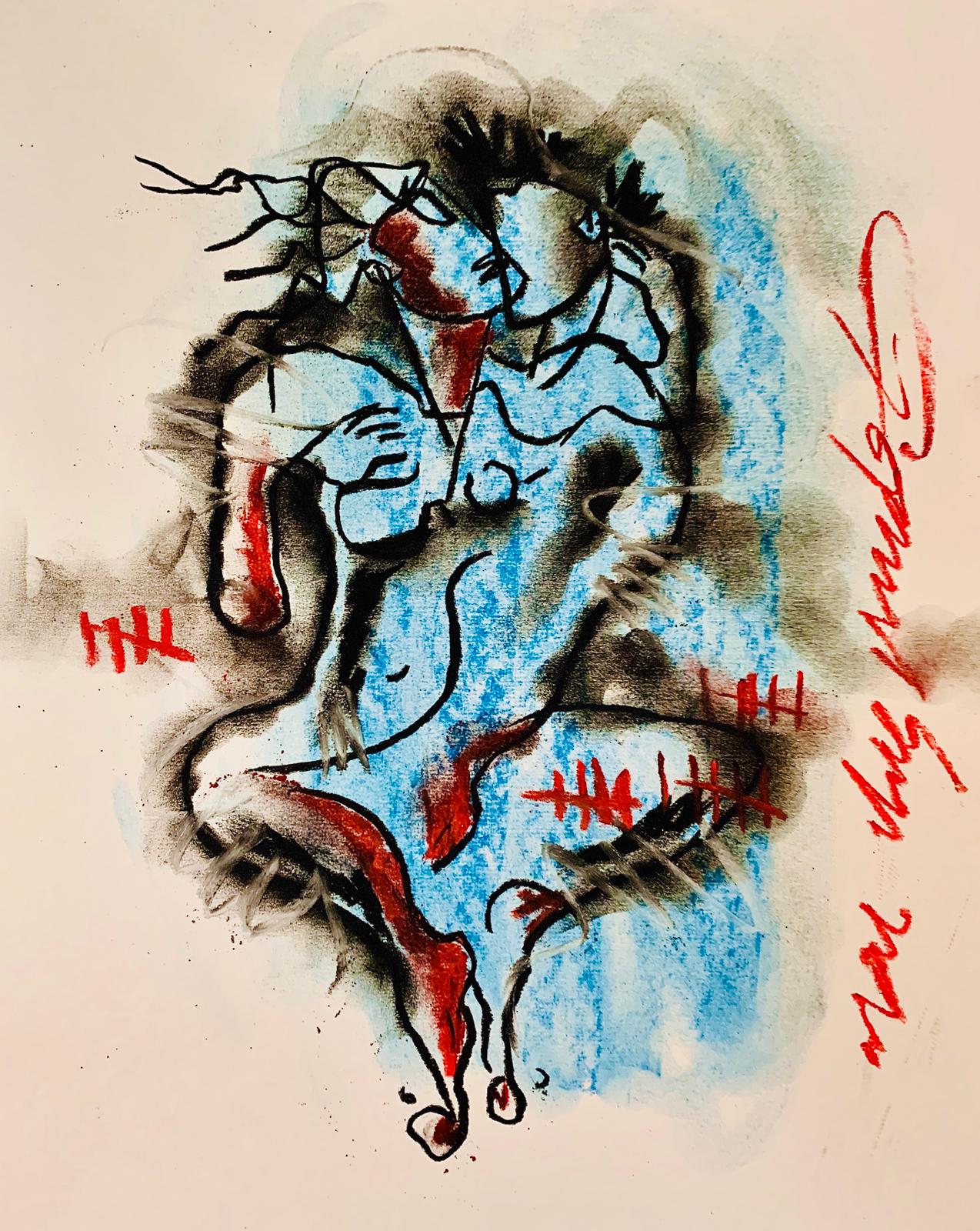 Buy Union Painting the original Matted Charcoal and Pastel on Paper artwork by Indian-American artist Gopaal Seyn | RedBlueArts.com