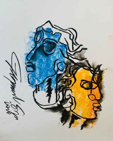 Buy Men are from Mars and Women are from Venus Painting the original Matted Charcoal and Pastel on Paper artwork by Indian-American artist Gopaal Seyn | RedBlueArts.com