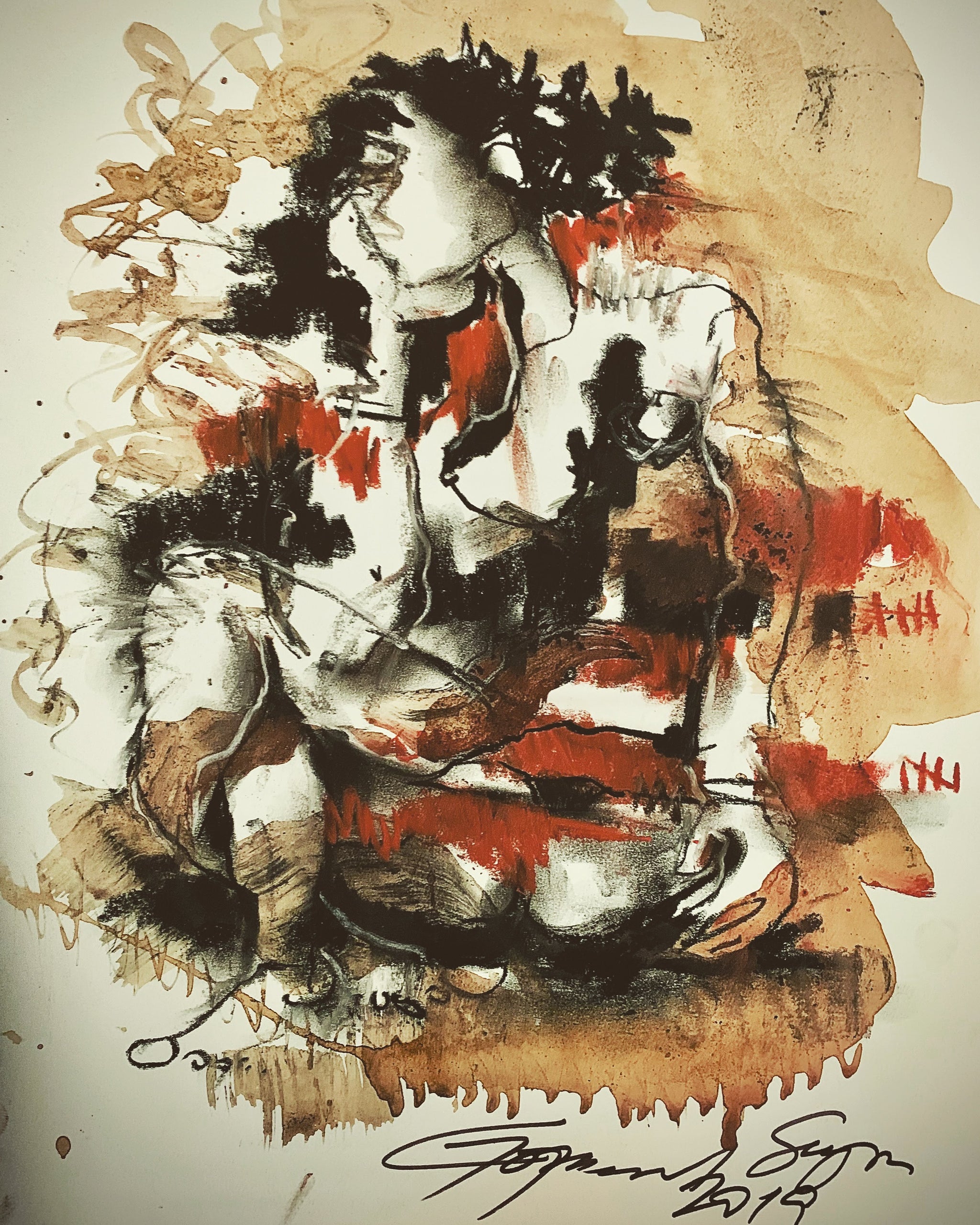 Buy Coffee Series Painting the original Ink, Charcoal and Pastel on Paper artwork by Indian-American artist Gopaal Seyn | RedBlueArts.com