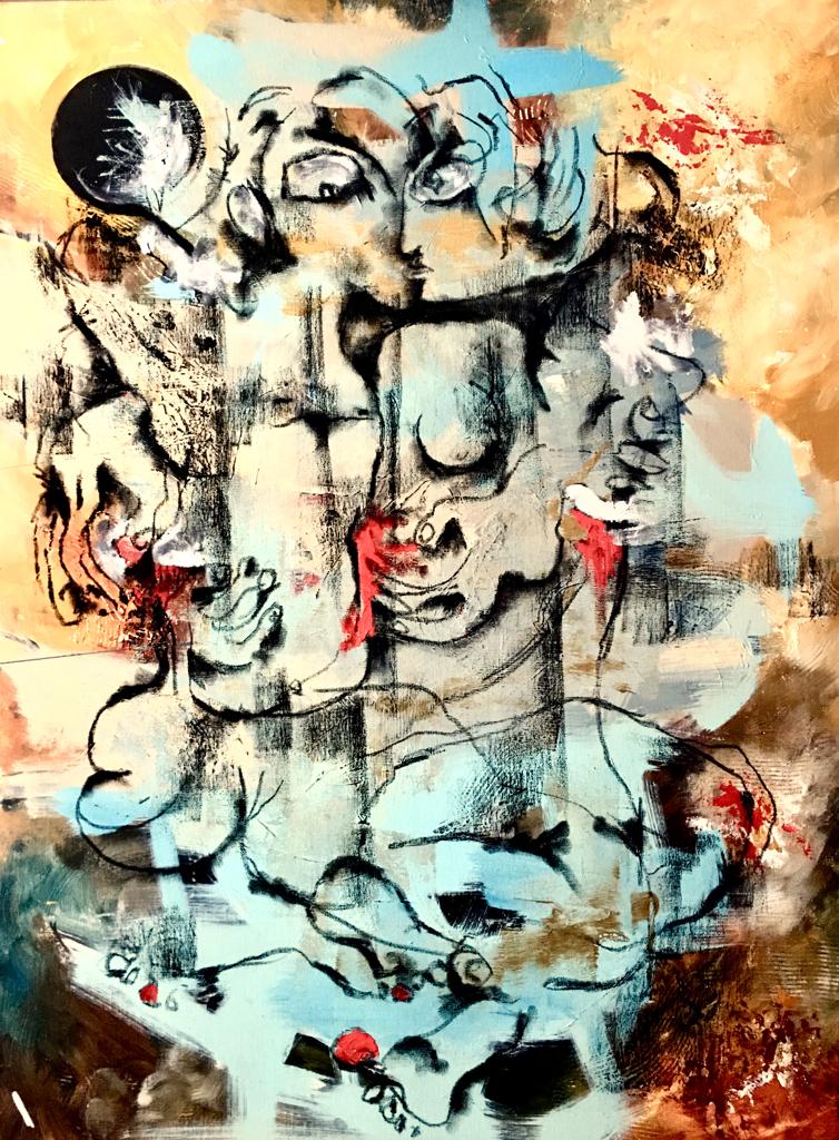 Buy Consumation of Love Painting the original Mix Media On Canvas artwork by Indian-American artist Gopaal Seyn | RedBlueArts.com