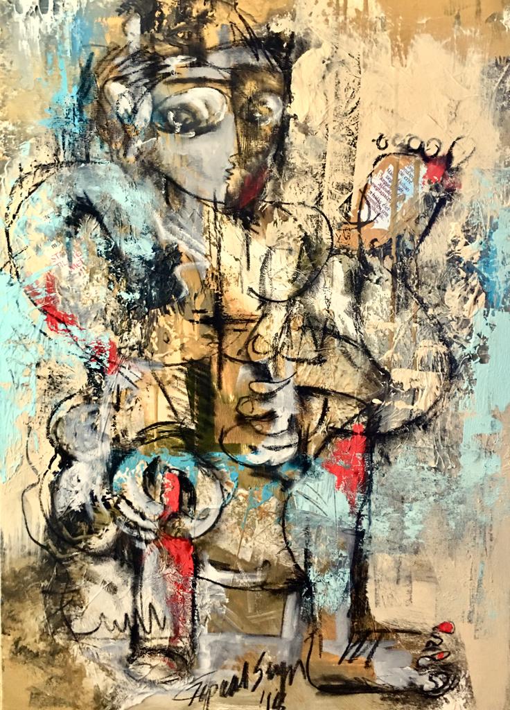 Buy Back Home Painting the original Mix Media On Canvas artwork by Indian-American artist Gopaal Seyn | RedBlueArts.com