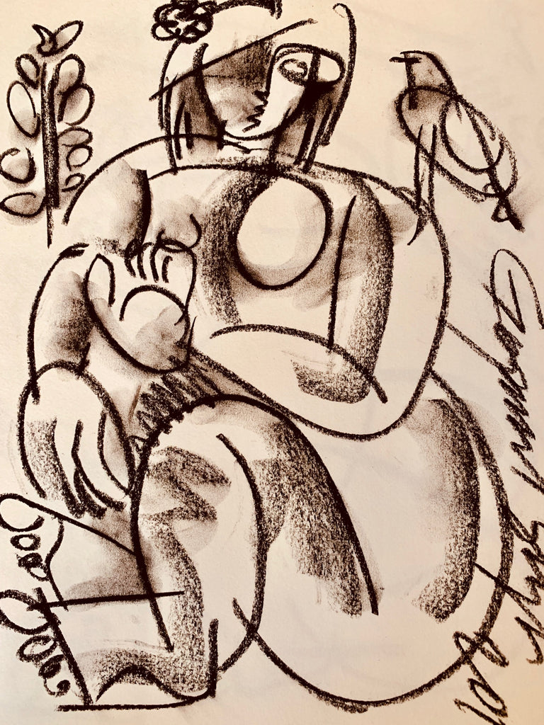 Buy Harken Painting the original Charcoal on Paper artwork by Indian-American artist Gopaal Seyn | RedBlueArts.com
