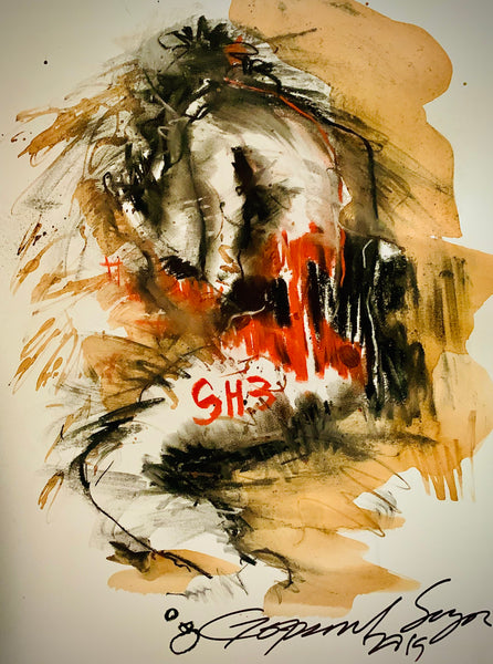 Buy She (2) Painting the original Ink, Charcoal and Pastel on Paper artwork by Indian-American artist Gopaal Seyn | RedBlueArts.com