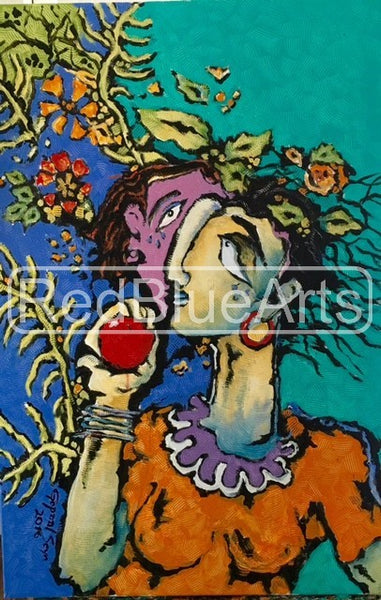 Buy Forbidden Fruit Painting the original Acrylic On Canvas artwork by Indian-American artist Gopaal Seyn | RedBlueArts.com