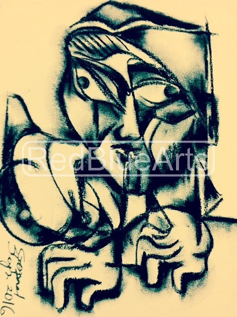 Buy The Waiting Painting the original Charcoal on Paper artwork by Indian-American artist Gopaal Seyn | RedBlueArts.com