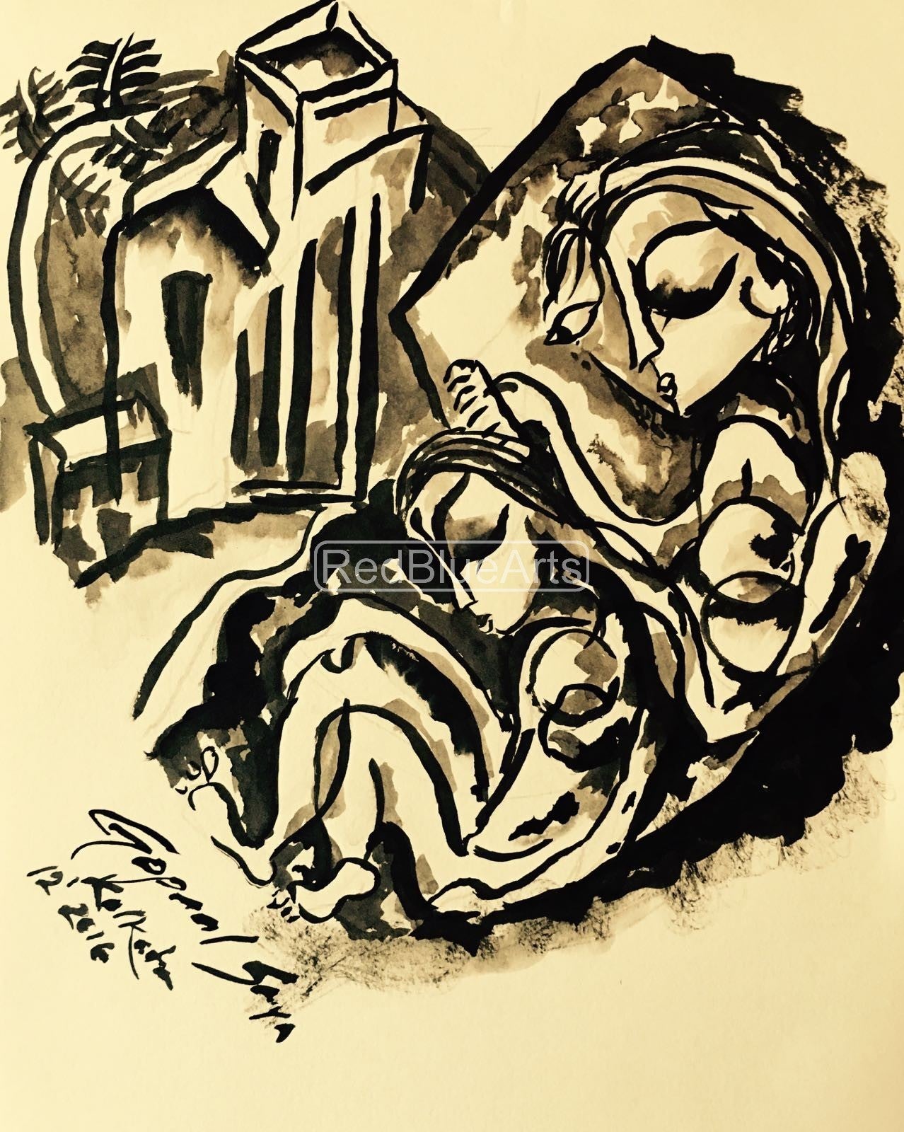 Contemporary Indian Art Houston | Charcoal Sketch | Gopaal Seyn