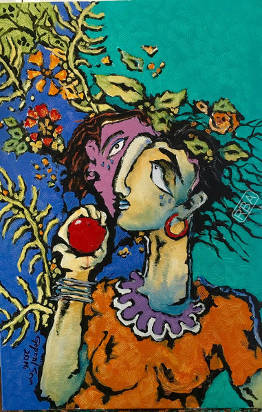 Buy Adam and Eve Painting the original Acrylic On Canvas artwork by Indian-American artist Gopaal Seyn | RedBlueArts.com