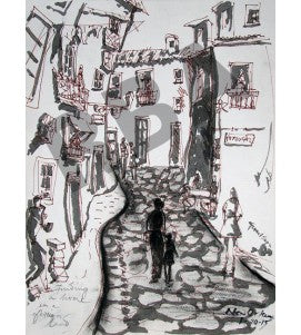 Buy Finding A Home Painting the original Ink and Charcoal on Paper artwork by Indian-American artist Gopaal Seyn | RedBlueArts.com