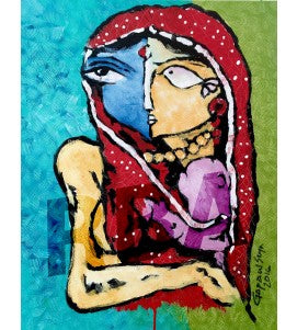 Buy Omniscient Mother Painting the original Acrylic On Canvas artwork by Indian-American artist Gopaal Seyn | RedBlueArts.com
