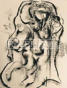 Buy Rest Painting the original Charcoal on Paper artwork by Indian-American artist Gopaal Seyn | RedBlueArts.com