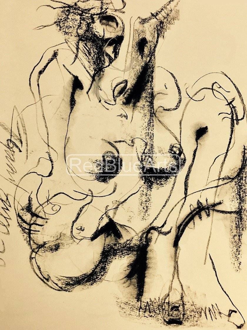 Buy Unicorn Painting the original Charcoal on Paper artwork by Indian-American artist Gopaal Seyn | RedBlueArts.com